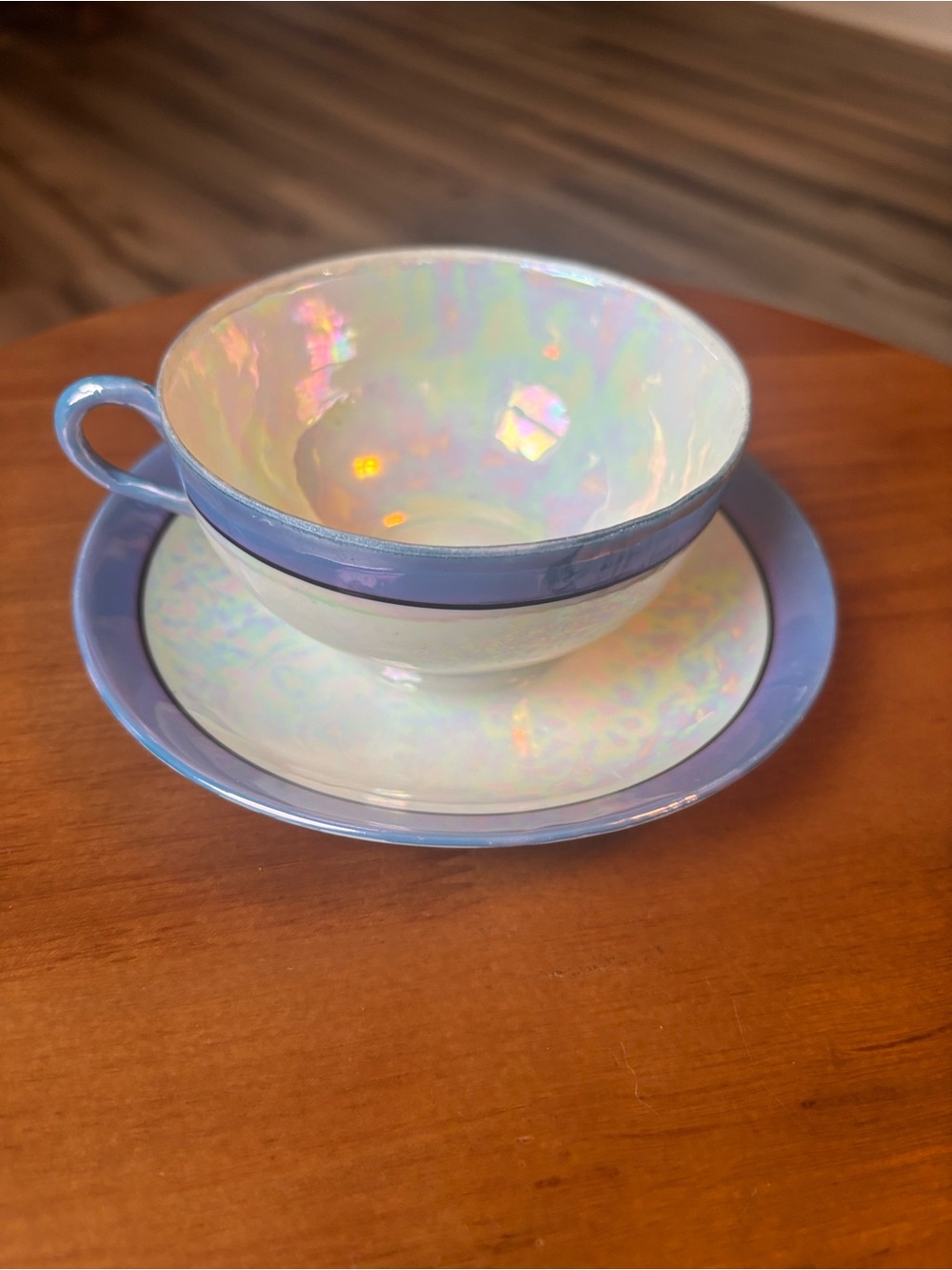 Japan Noritake Lusterware Pearl Teacup and Saucer Set - Art Deco